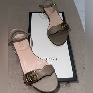 Beige Gucci Marmont sandals